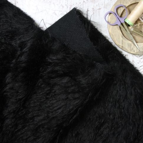Very Long Wavy Jet Black Mohair